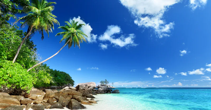 beach on Mahe island Seychelles
